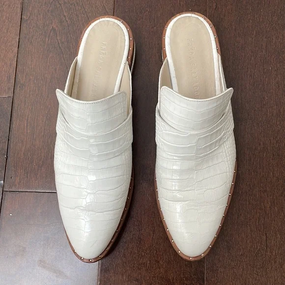 Freda Salvador White Croc-Embossed Mules - Picture 2 of 10